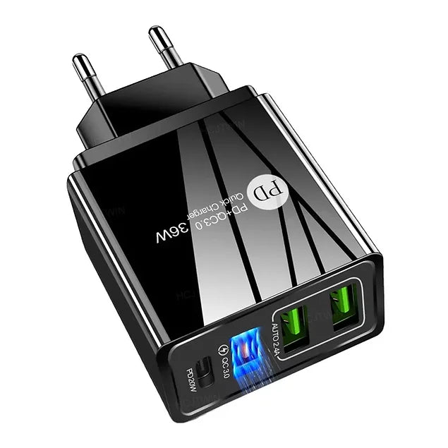 ACTION CHARGER 4 PORTE USB 3 + PD QC3.0 25W caricabatterie Onegearpro