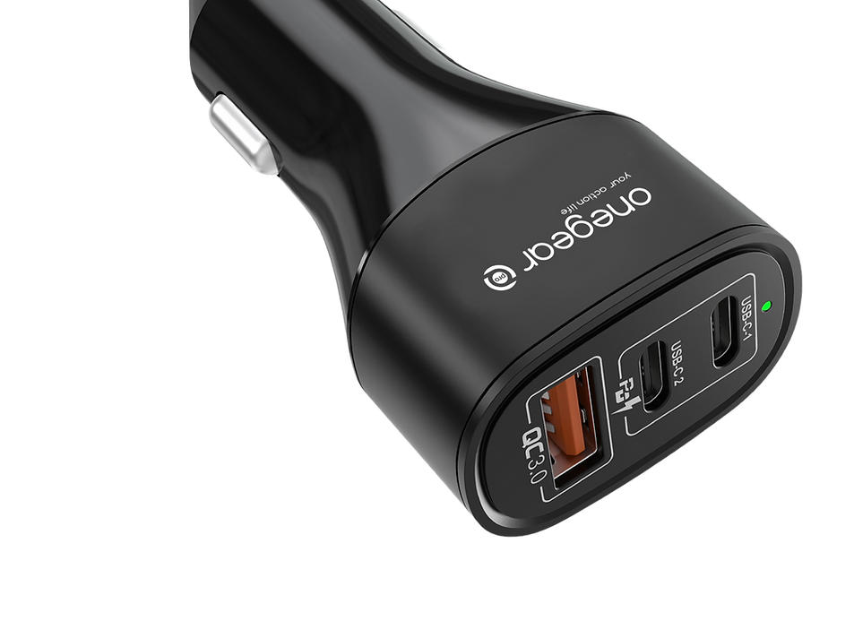 ACTION CAR CHARGER 60W 3 PORTE   (1 USB 2 TYPE-C) caricabatterie auto Onegearpro