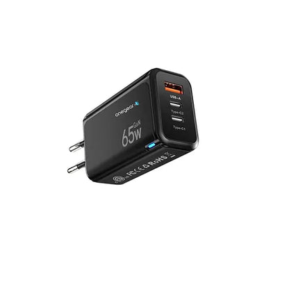 ACTION CHARGHER 65W 3 PORTE (1 USB 2 TYPE-C) caricabatterie Onegearpro